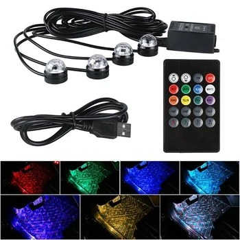 

USB Atmosphere light Car LED Star Sound Control Seat Decoration Durable