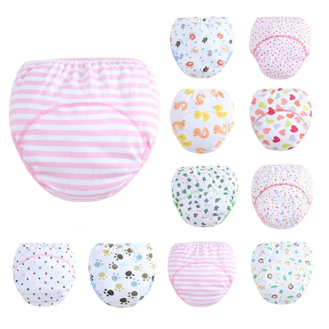 

Cute Footprints / Flowers / Love Baby Training Pants Baby Diaper Reusable Nappy Washable Diapers Cotton Learning Pants Kids Wear