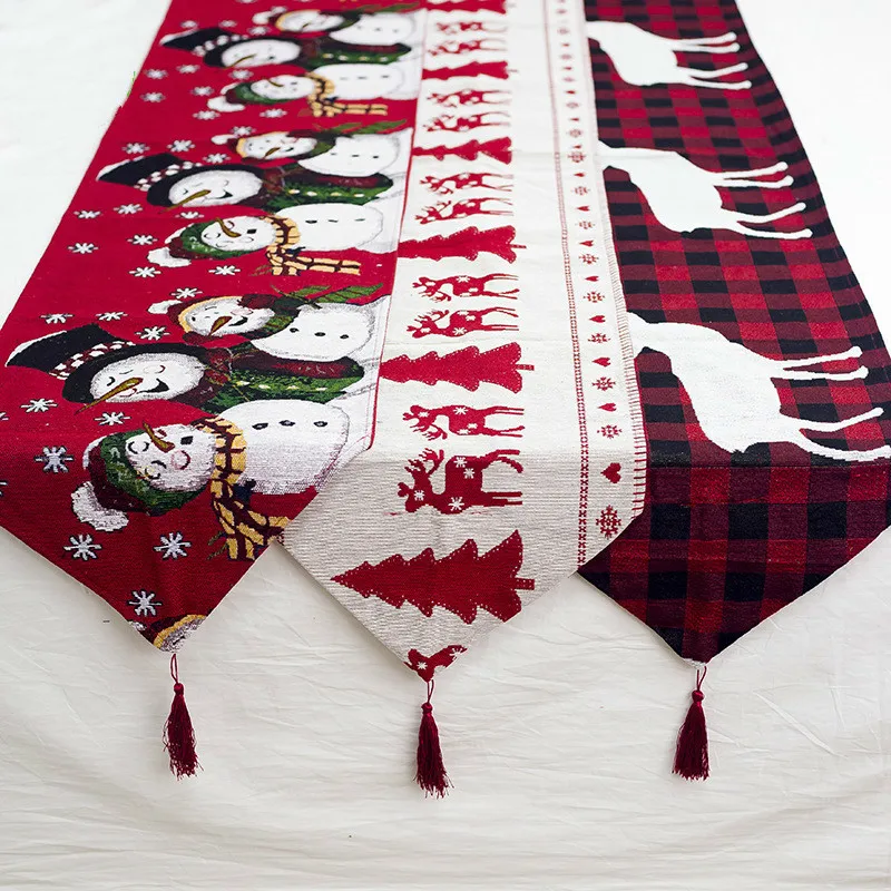 

Creative Cotton and Linen Embroidery Table Cloth Christmas Decor for Home Xmas Gift Christmas Items Product Ornament New Year