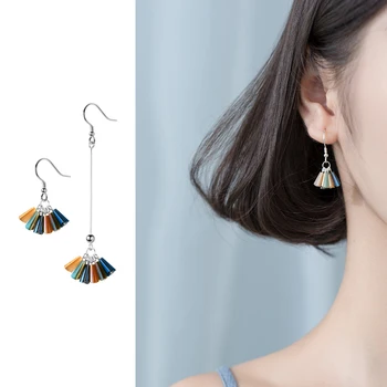 

Mocanie Colorful Geometric Crystal Tassel Asymmetry 925 Sterling Silver Drop Earring for Women Hook Earring Fine Jewelry Bijoux