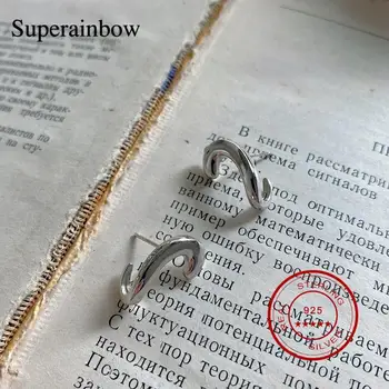 

SUPERAINBOW 925 Sterling Silver Minimalist Geometric Stud Earrings for Women Gold Silver Earrings Jewelry Accessories SR-E29