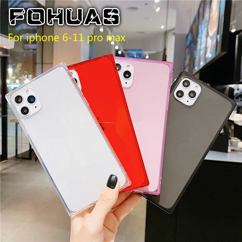 Новая концепция квадратный однотонный прозрачный чехол из ТПУ для iphone 11 7 8 plus X MAX |