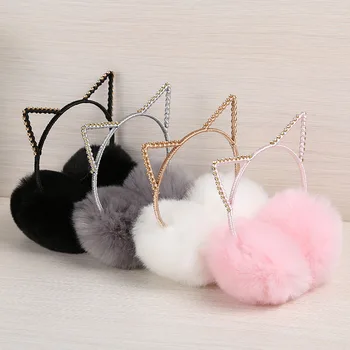 

New Arrive Lovely Cat Fur Winter Earmuffs Ear Cache Warmers Winter Comfort Earmuffs Warm Winter Earmuffs Women Girls Headwear