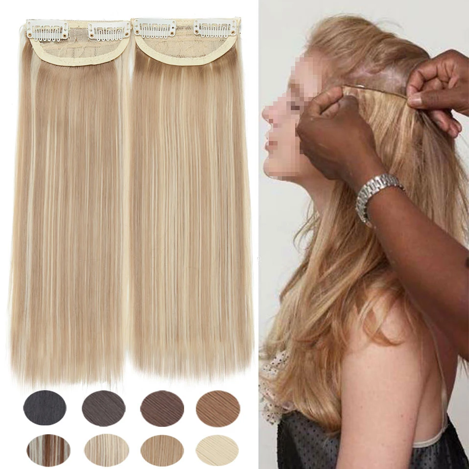 Straight Hair Snoilite Clip-In Fake Natural Synthetic Hair-Root-Pad Seamless-Top Thickened