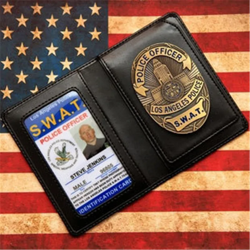 

United States LA Police SWAT Officer Badges Leather Case Holder ID Card Driving License Wallets Holder USA Movie LAPD Cosplay