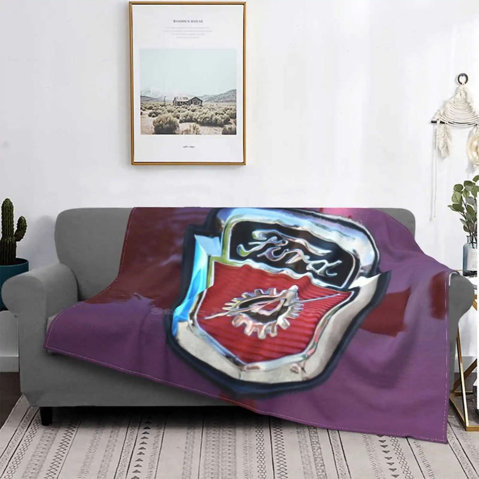 

Tough Air Conditioning Soft Blanket American Car Classic Collector Hood Ornament Emblem Logo Old Vintage Auto Reflection