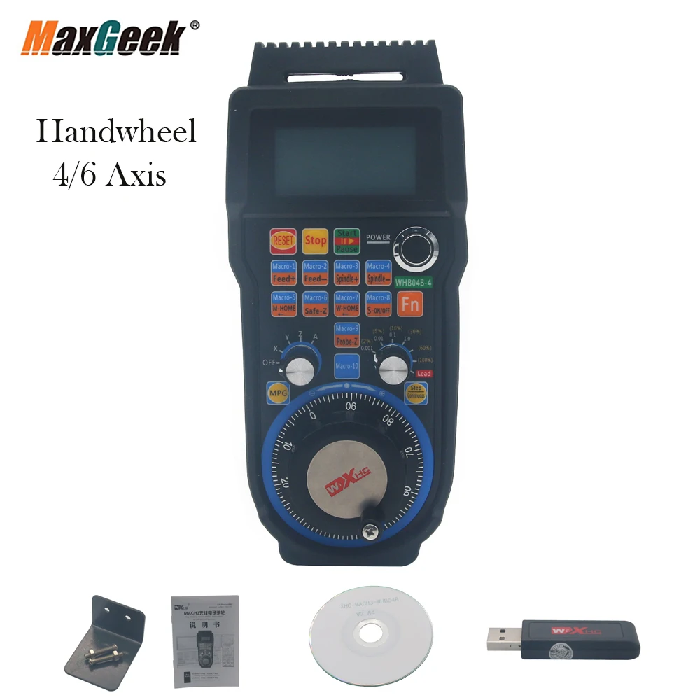 Maxgeek 4 осевая 6 axis XHC Usb Беспроводная Mach3 дистанционный MPG Подвеска с ЧПУ USB маховик и