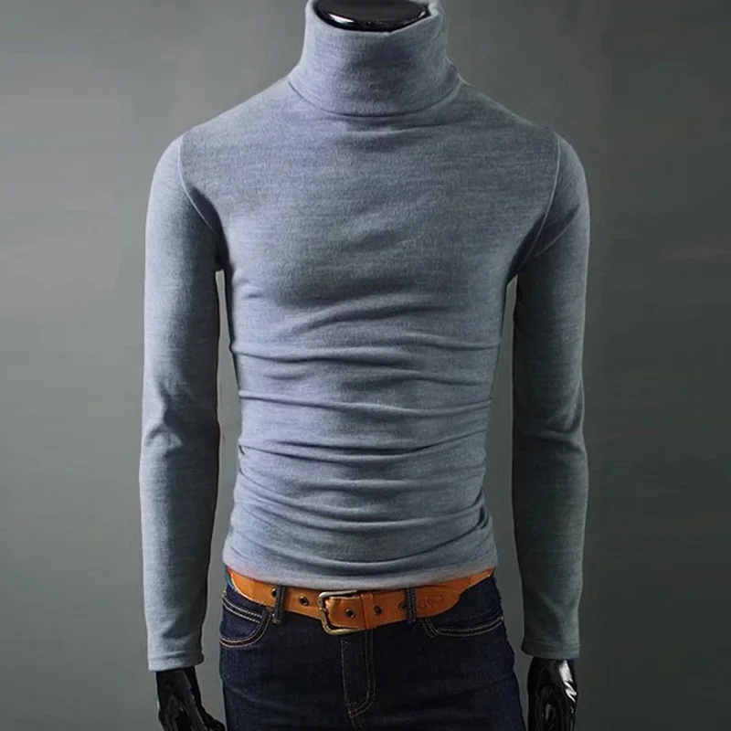 2019 Autumn And Winter New Men'S Sweater Men'S High Collar Solid Color Sweater Men'S Slim Knitted Casual Sweater 2019 Autumn And Winter New Men'S Sweater Men'S High Collar Solid Color Sweater Men'S Slim Knitted Casual Sweater