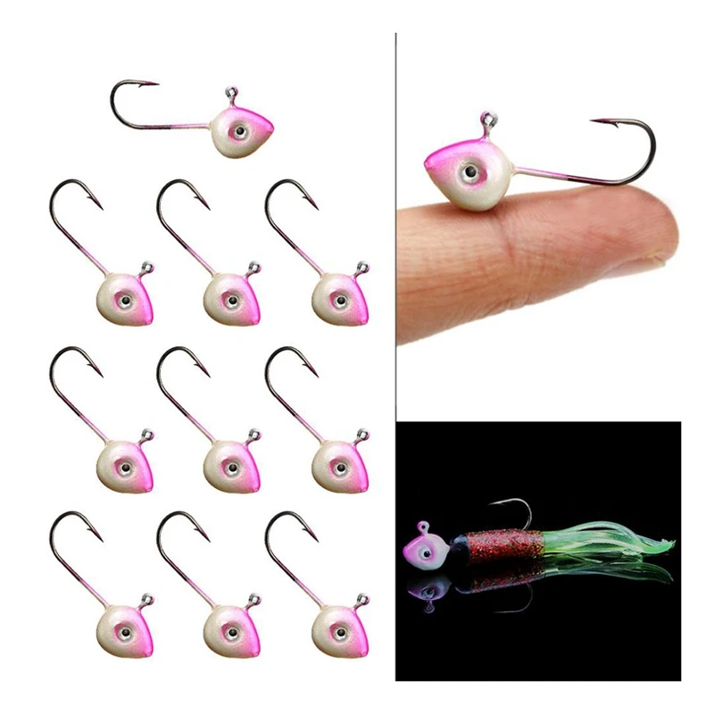 

Fish Shape Head Lead Fishing Jig Single Hook Set Soft Bait Lure Carp Fishhook Fishing Tackle Accessories-10Pcs/Set 5G