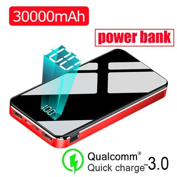 

30000mAh Power Bank Full Screen Large Capacity Waterproof External Battery Portable Fast Charger for All Smartphone PowerBank