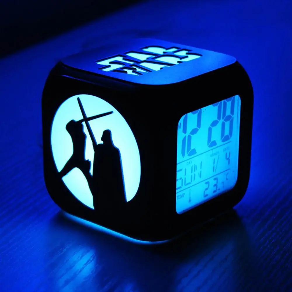 Fashion Creative Star Wars 3D Stereo Alarm Clock Mute Led Night Light Electronic With Usb Cable |