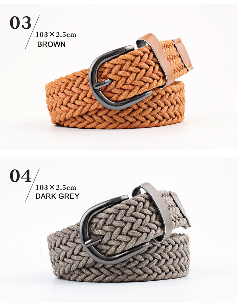 mens brown leather belt D&T 2021 New Fashion Belt Men Women Unisex Knitted Metal Alloy Pin Buckle Casual Trend Style For Jeans Quality PU Leather Belt leather belt