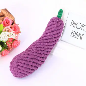 

Dog Puppy Chew Toys Eggplant Shaped Braided Cotton Rope Knot Pet Molar Bites Toy Tooth Cleaning Tools Pet Supplies