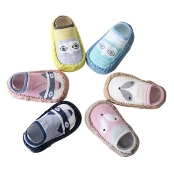 

new Toddler Baby Shoes soft sole Newborn Infant First Walker cartoon fox cute animals home sock shoe with PU leather rubber sole