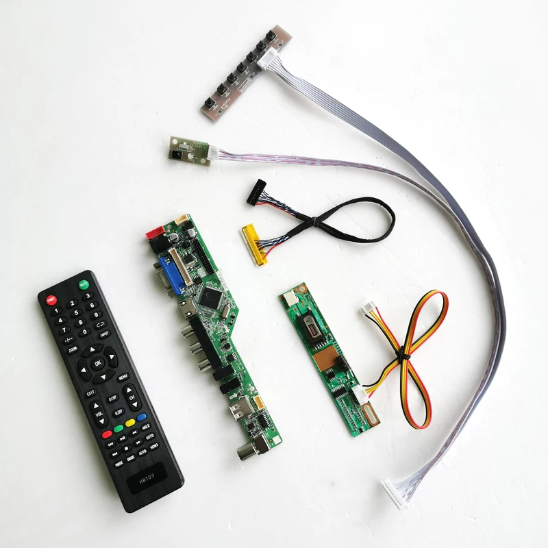 Для LP141WX1-TL03/TL04 T. V56 плата контроллера ЖК-дисплей панель 1CCFL 30Pin LVDS VGA HDMI AV USB RF пульт дистанционного управления+ инвертор+ клавиатура комплект
