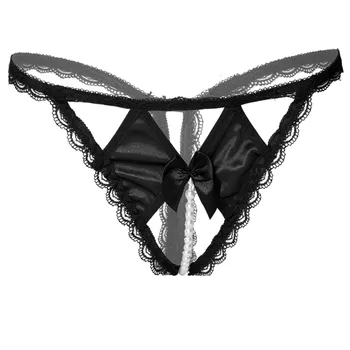 

Sexy Traceless Panties Open Burned Crotch Thongs beads G-string Foral Lace T-Back Women's Underpants Underwear Erotic Lingerie