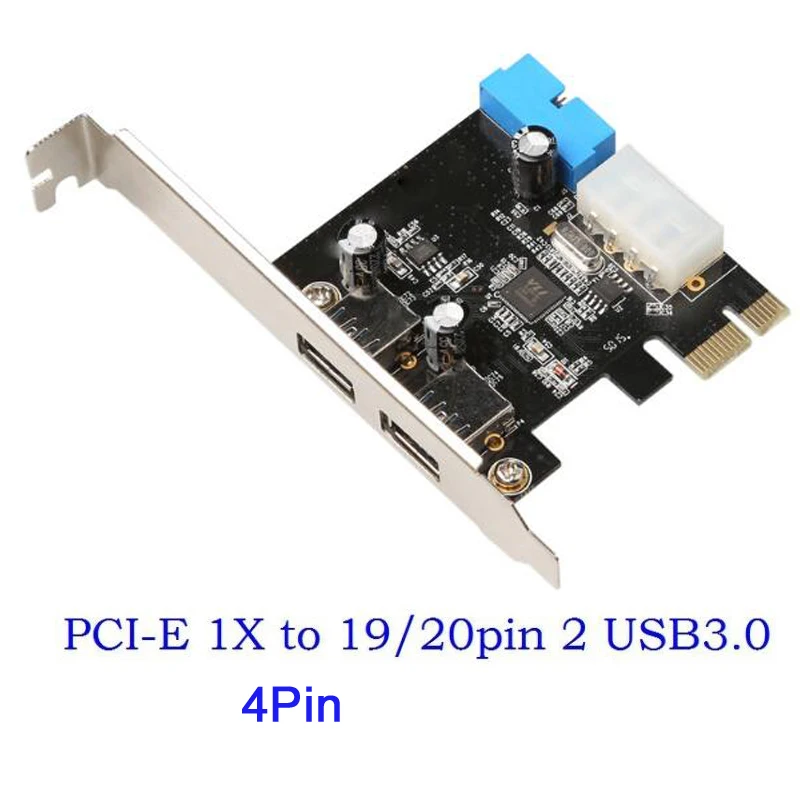 2 портами плата PCI Express USB 3,0 спереди Панель с Управление карта адаптер 4-контактный& 20-контактный разъем PCI Express карты Фирменная Новинка Высокое качество
