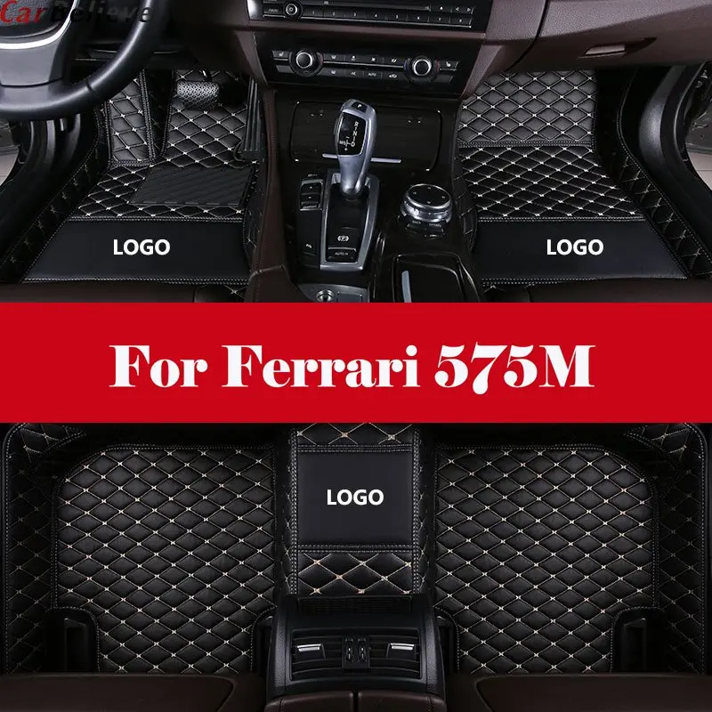 

Car Floor Mats Carpet Leather Floorliner Water&Dust-Proof Protector Floor Mats Waterproof Mat+LOGO For Ferrari 575M