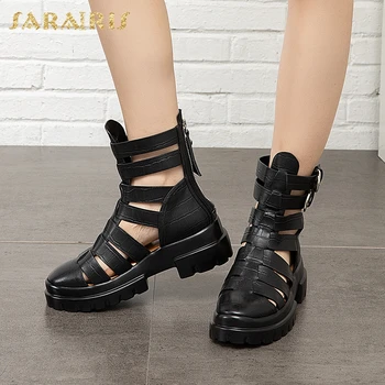 

Sarairis Fashion Hot Sale Genuine Cow Leather Gladiator Shoes Woman Sandals Female Platform Zipper Concise Sandals Women Shoes