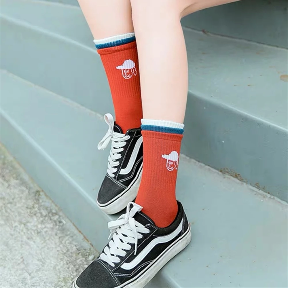 Женские осенние Хлопковые гольфы японские Harajuku креативные модные уличные трендовые Мультяшные забавные счастливые носки