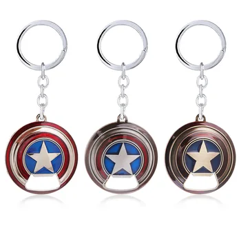 

Marvel Avengers Captain America Keychain Anime Captain America Shield Metal Key Chains Keyrings Pendant Bottle Opener Figure Toy