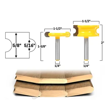 

2pcs 1/4 1/2 inch Milling Cutter for Wood 1/4'' Shank Tongue Groove Router Bits Drilling Milling Carving Set Floor Woodworking