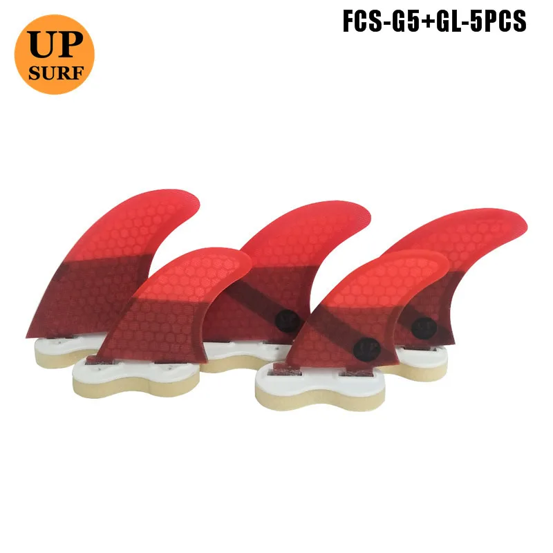 Surf fcs Quilhas плавники G5+ GL красный 5 плавников FCS сотовый плавник для доски для серфинга стекловолокно Surf Fin quillas