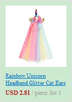Rainbow Unicorn Headband Glitter Cat Ears Headband with Long Tulle Party Unicorn Hair Accessories Girls Unicorn Hair Band hair ties for women