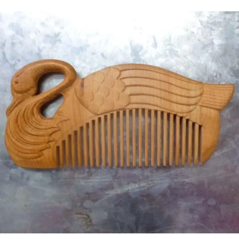 100% Puro Salvaje Naturale Raro Madera De Cedro Tallado El Peine De Cuidado De Ganso