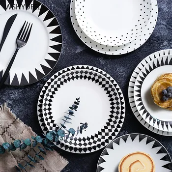 

1pcs European-style dinner plate simple service plate disc cake plate Western food steak disc kitchen board saucer cutlery set