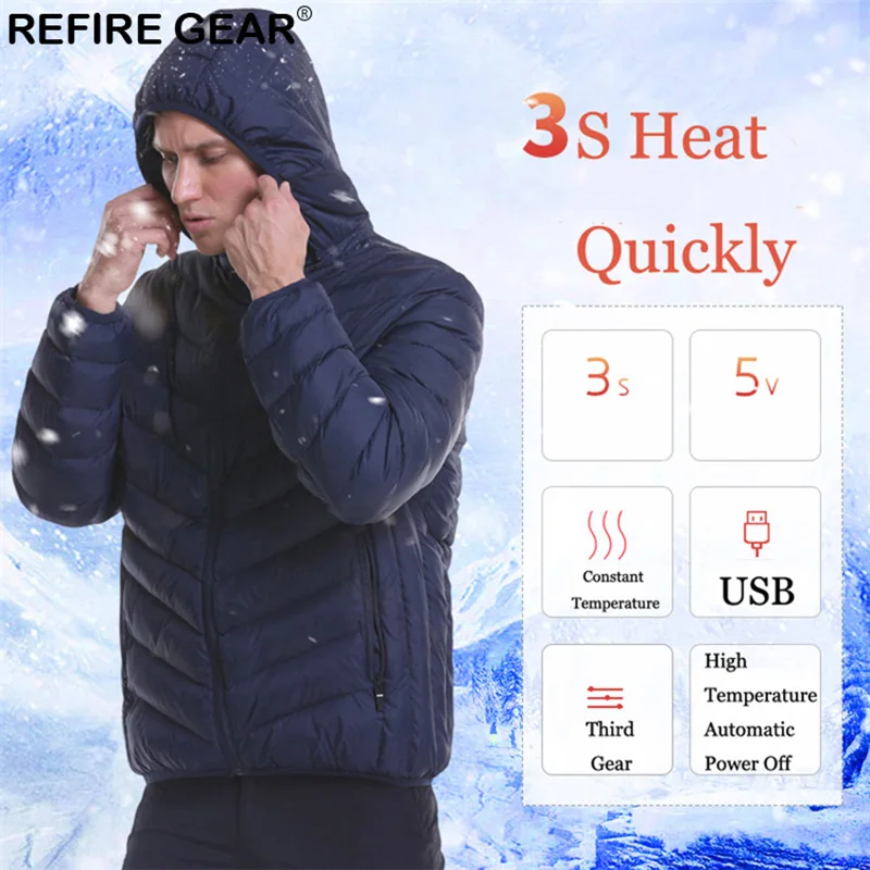 Refire gear зимняя уличная куртка с капюшоном USB для мужчин, походная теплая ветровка, лыжная альпинистская походная одежда для горного туризма