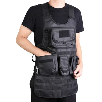 

Outdoor BBQ Cooking Tactical Apron 2 Large Pouches 3 Smaller Pouches Adjustable Side Strap