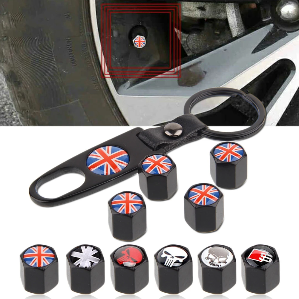 Высококачественный автомобильный бандаж Колеса Стволовые воздушные колпачки клапана набор ключей Череп Каратель чёрный для автомобильного стайлинга