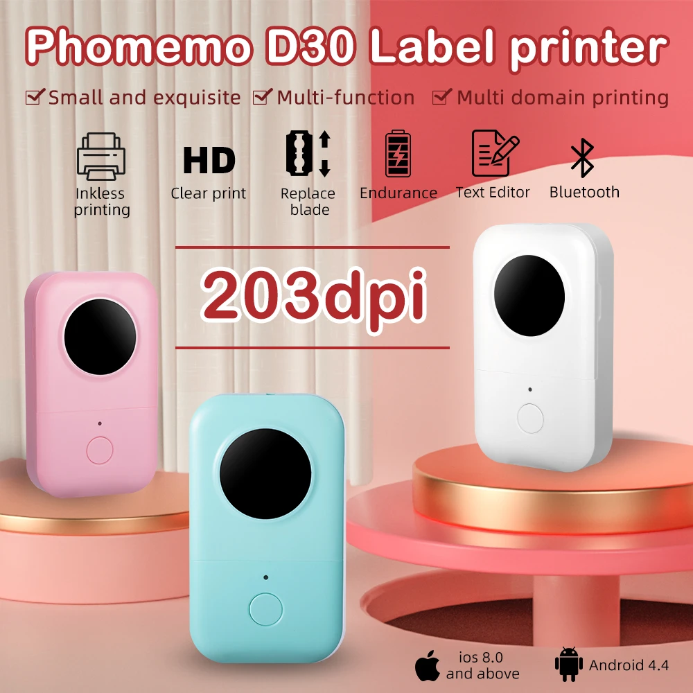 日本最大のブランド Machine Maker Label D30 Memoking - Maker Label Mini Bluetooth Sticker Small フォトプリンター Phomemo D30 Portable Thermal Handheld BT Label Printer Compatible