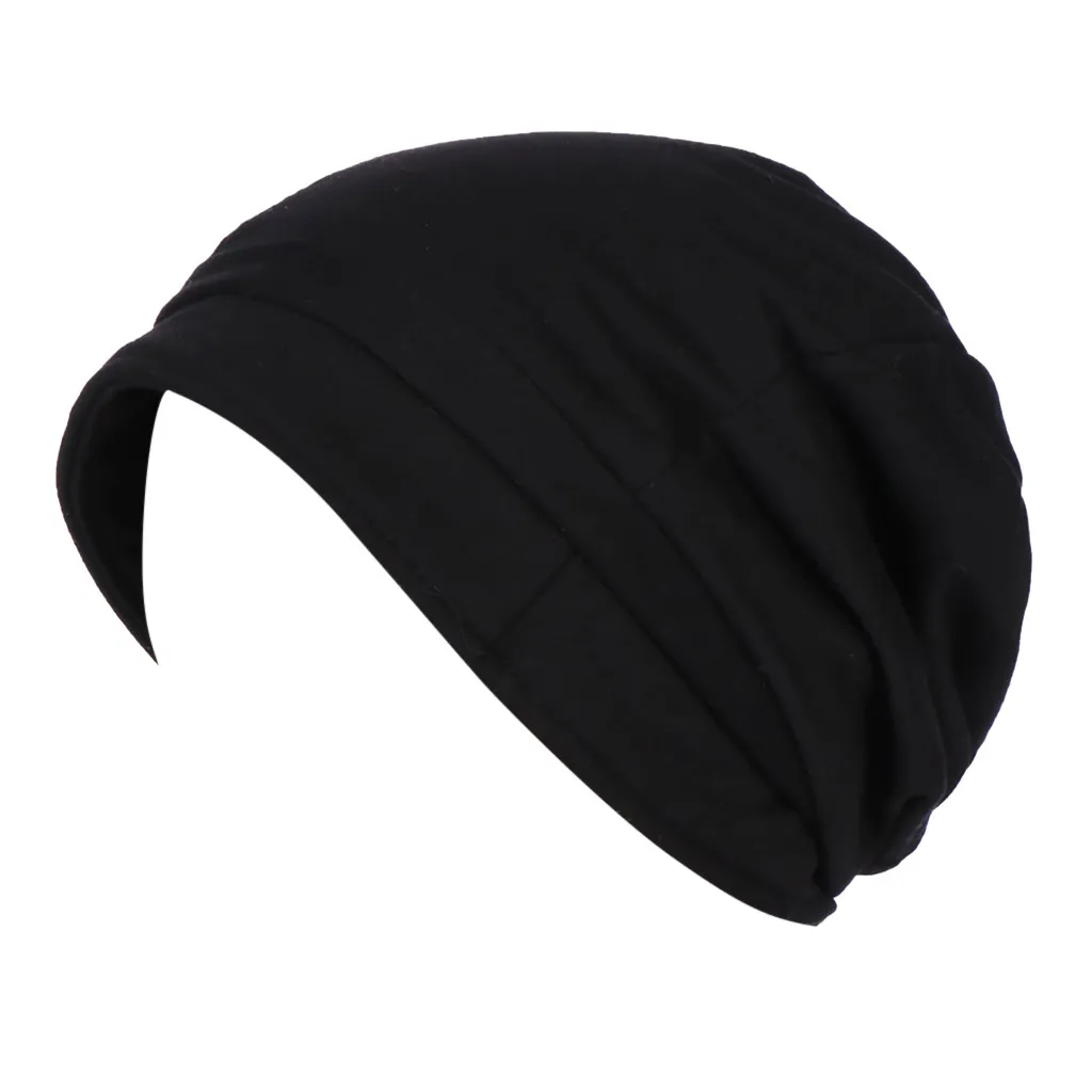 Модные зимние шляпы для женщин Beanie Ruched Твердый козырек шляпа рябь раковая шапка Хемо шапочка Muts шляпа шапка женская