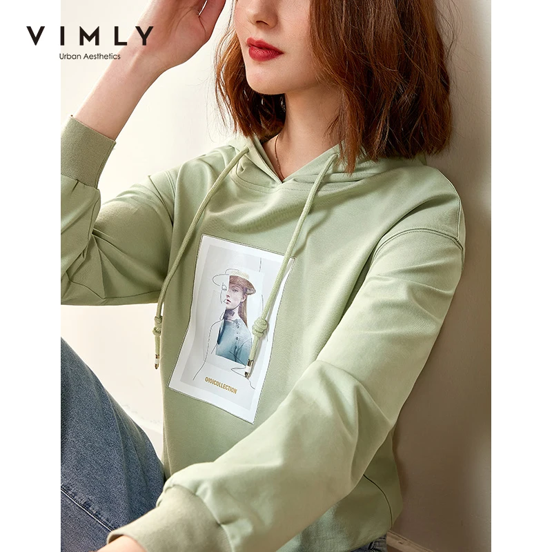 Vimly женские толстовки с капюшоном принтом свободная осенняя одежда Harajuku Женская
