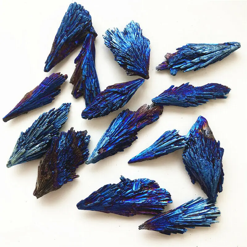 1 шт. маленький синий титан черный турмалин аура кварцевый кристалл павлин хвост формы украшения ремесла камни