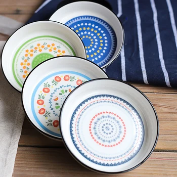 

4PCS Round Sauce Dish Bowl Ceramic Seasoning Dispenser Tray Kitchen Accessories Personalized Condiment Soy Oil Plates Home Decor