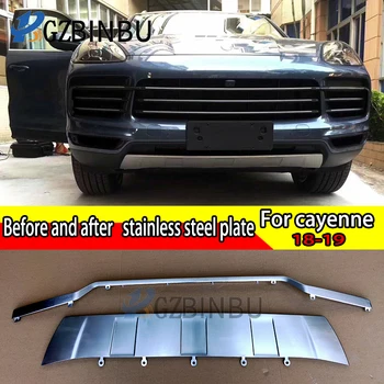 

For Porsche Cayenne 2018 2019 2020 Front + Rear Bumper Diffuser Stainless steel Bumpers Guard skid plate car accessories