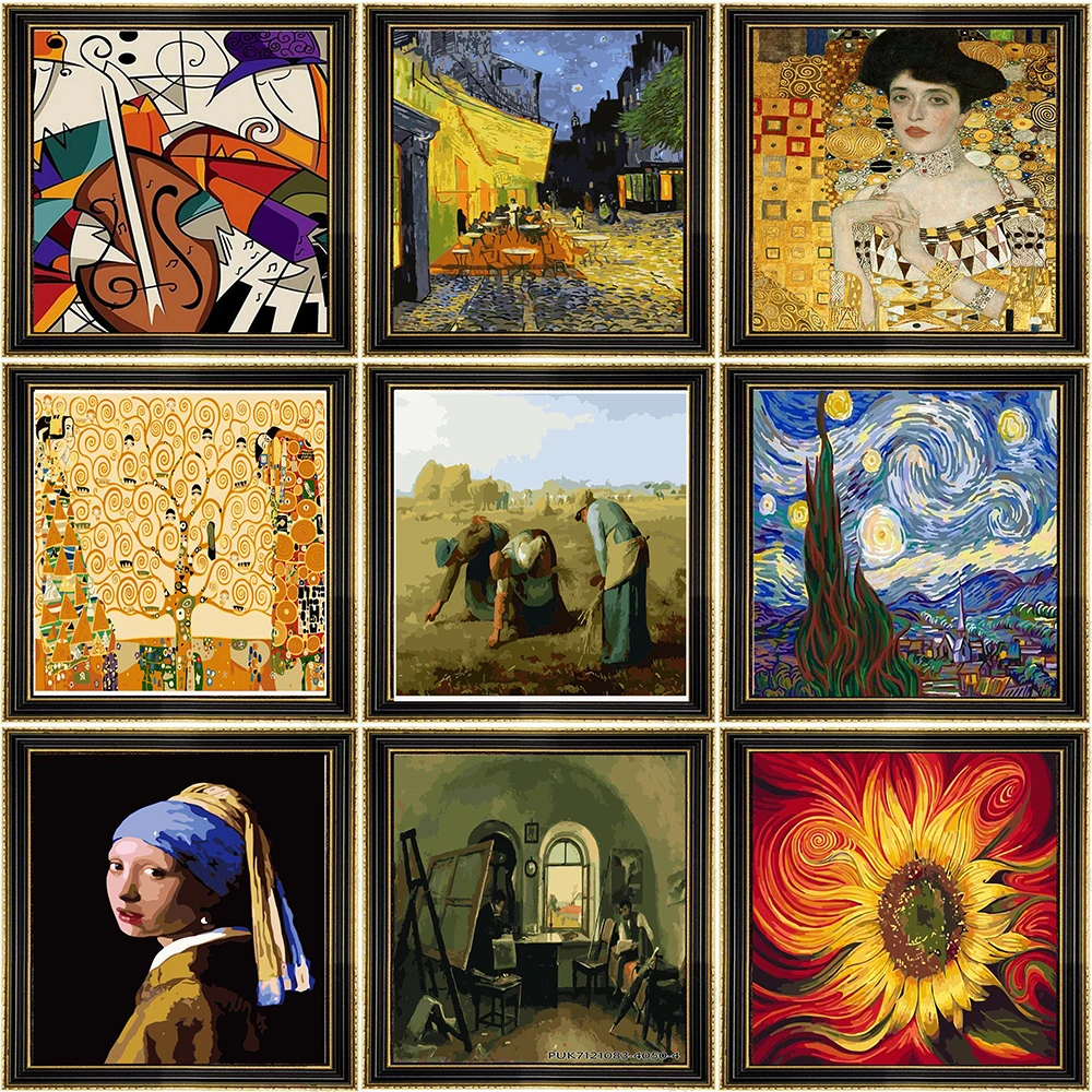 

Painting By Numbers Starry Sky Abstract Table World Masterpiece Picture Drawing Van Gogh DIY Coloring Picture By Numbers