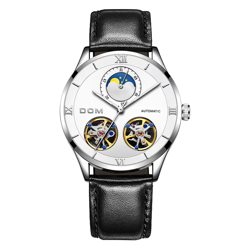 

new DOM Mechanical Watches Men Skeleton Watch Automatic Mechanical Mens Watches Waterproof Self-winding Clock Stainless Steel
