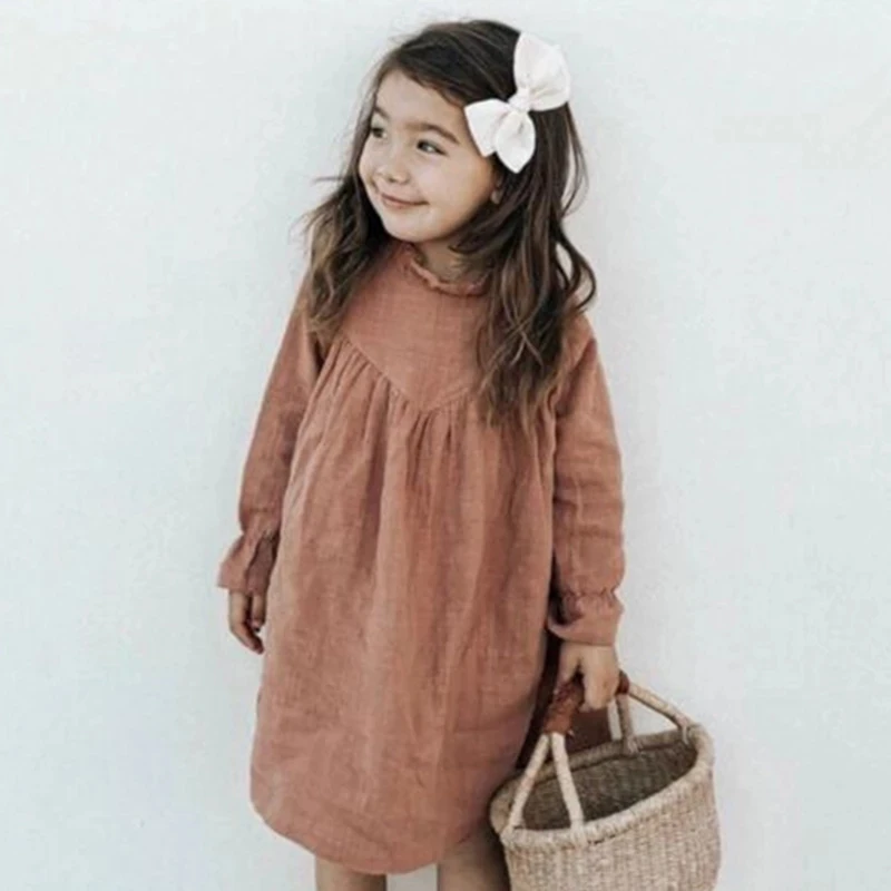 Linen Dress Baby Girls Dresses Spring Kids Clothing Toddler Girl