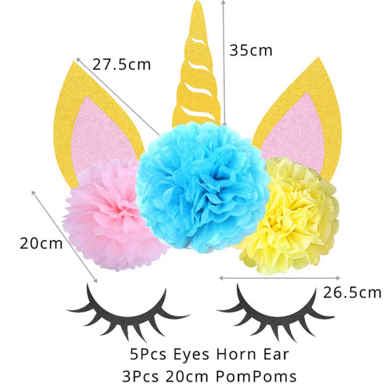 1 set unicorn decor WEIGAO, первый день рождения, синие детские вечерние шары, первый набор, мой первый 1 год, украшения для вечеринки, дня рождения, детский душ для мальчика - Цвет: 1 set unicorn decor