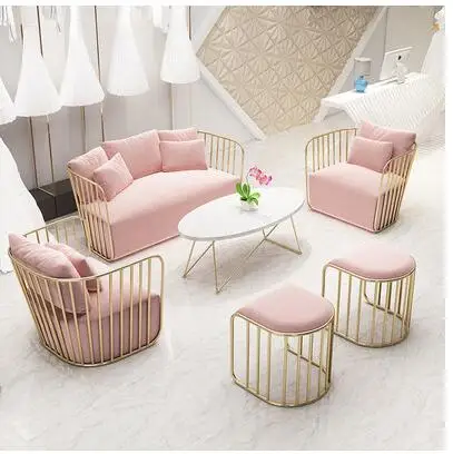 Nordic ins web celebrity iron sofa simple modern industrial sandstorm hair chair office studio sofa combination