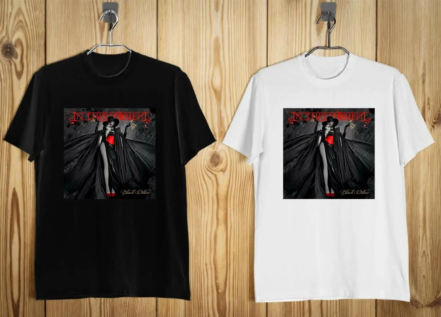 New IN THIS MOMENT Black Widow Metal Band Men's T-Shirt Black and White Hip Hop Clothing Cotton Short Sleeve T Shirt top tee