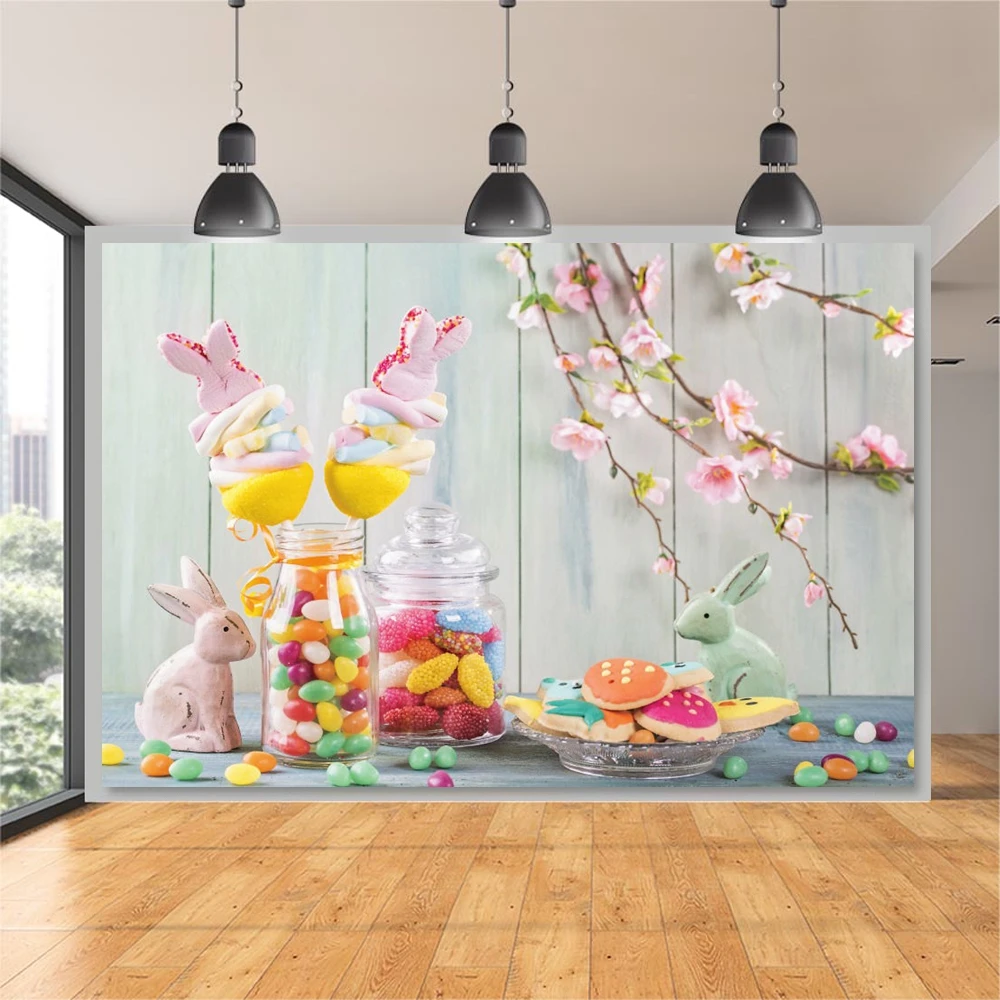 

Yeele Spring Easter Flower Sweety Rabbit Backdrop Photography Wooden Floor Newborn Baby Background For Photo Studio Photocall