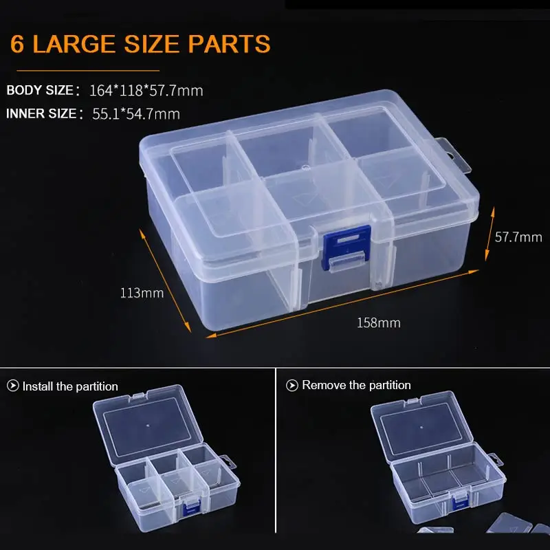 Sale Adjustable 3-36 Grids Compartment Plastic Storage Box Jewelry Earring Bead Screw Holder Case Display Organizer Container