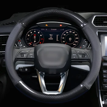 

Carbon Fiber Cow Leather Car Steering Wheel Cover For Audi A1 A3 A4 A4L A5 A6L A7 A8 Q3 Q5 Q7 TT