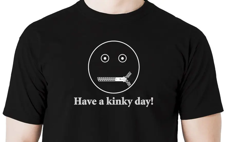Tops Summer Cool Funny T-Shirt Have A Kinky Day T Shirt Gimp Mask Hood Face Bdsm Fetish Cuffs Shabari Style Tee |