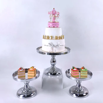 

fast shipping Cake Stand Set silver Crystal Metal Cupcake decorations Dessert Pedestal Party Display cake tray